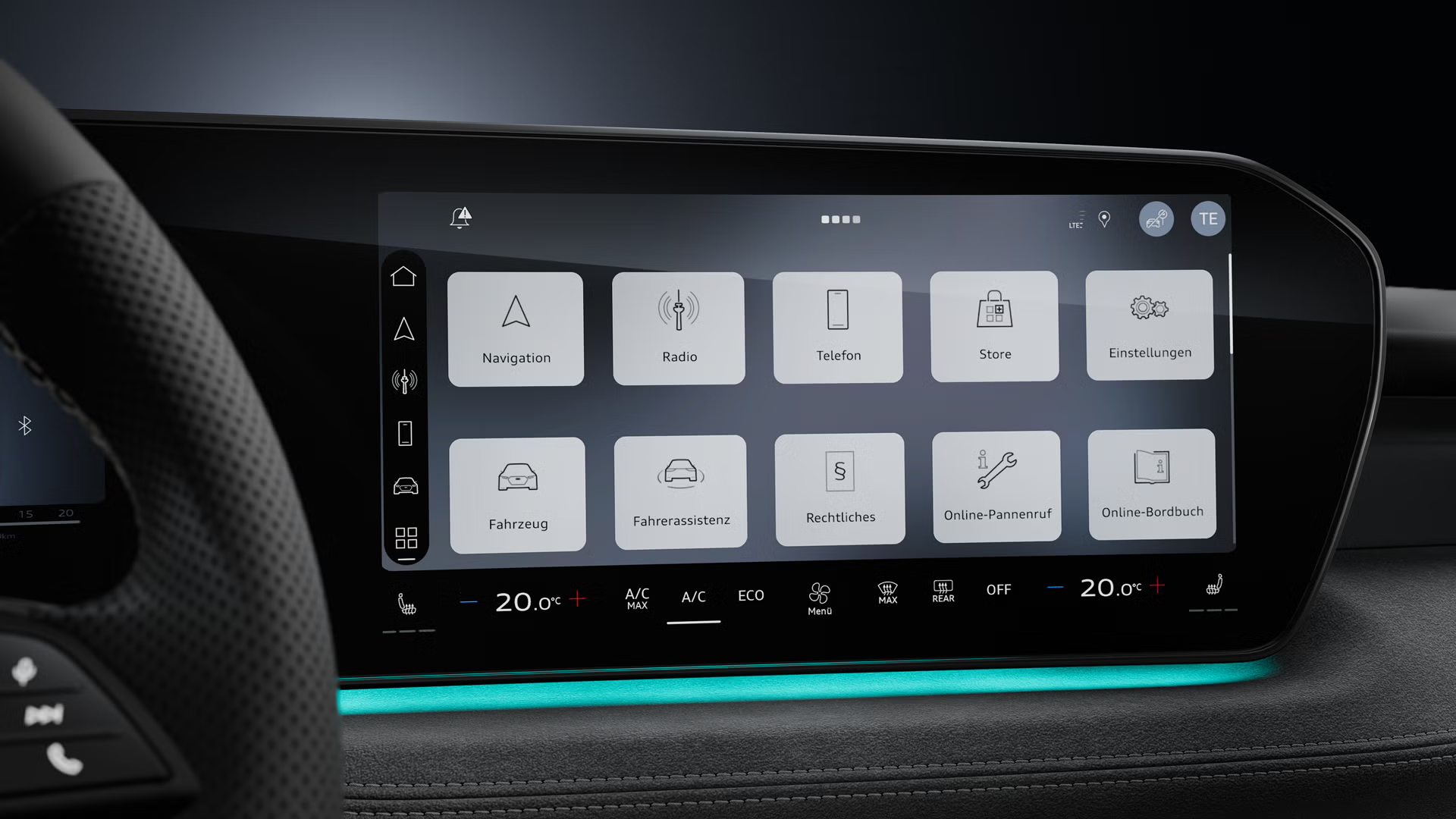 Nahaufnahme des MMI touch displays.